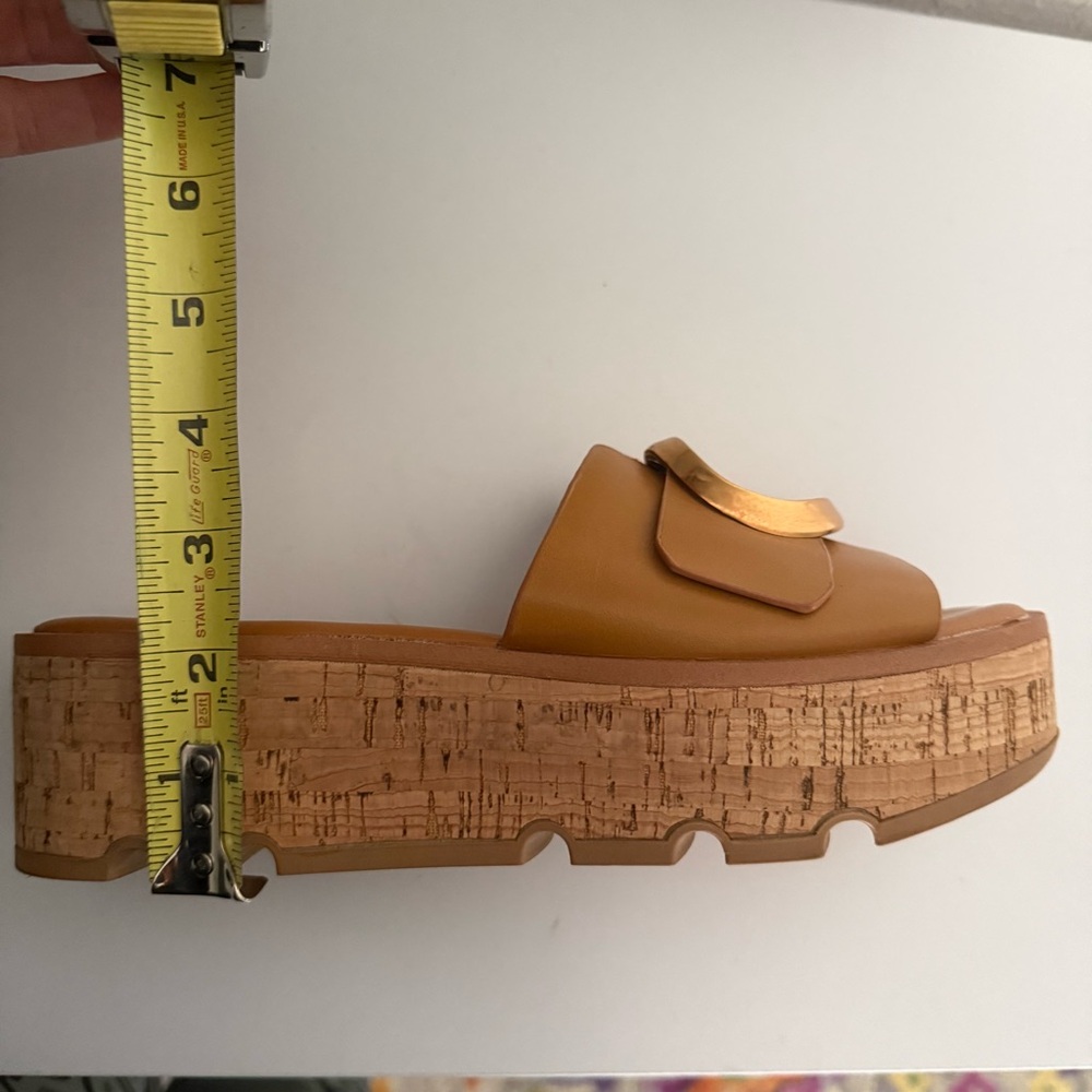 FRANCO SARTO Cork Platform Leather Slip-On Sandals Women’s Size 8 - Picture 6 of 6